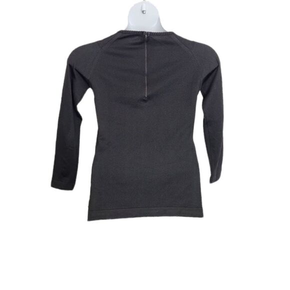 VINTAGE 70s Givenchy black stretch ribbed‎ 3/4 sleeve top S - Picture 3 of 10